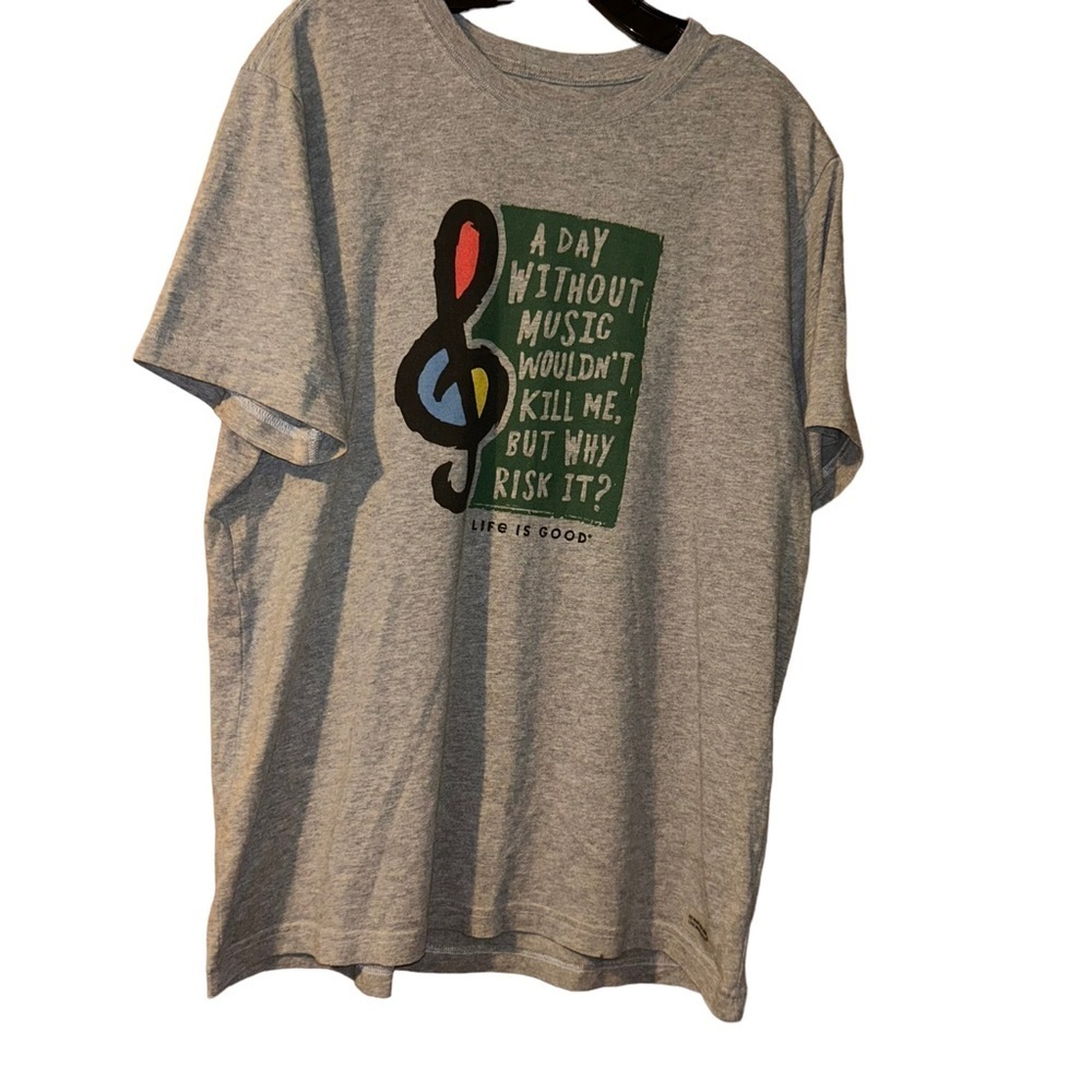 Men Life is good a day without music wouldnt kill why risk it gray Tshirt Large